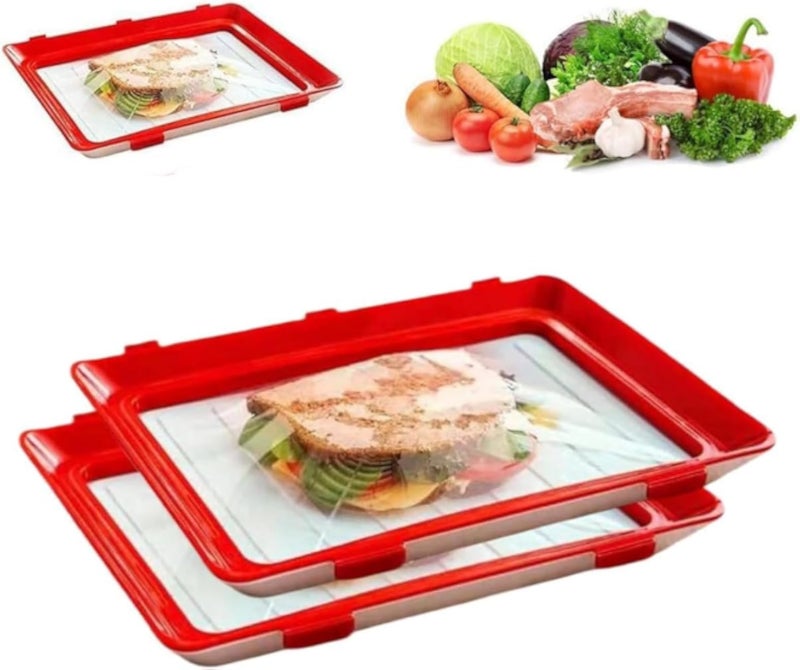 Troiphveilla Food Storage Box, Preserving Tray, Reusable, Tray, Vacuum Seal, Preservation, Stacking Box, Food Storage Container (2)